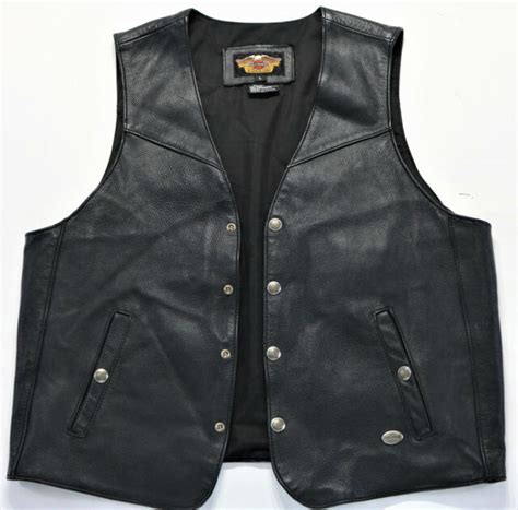 Usa Mens Harley Davidson Leather Vest 2xl Xxl Black Basic Skins 98240