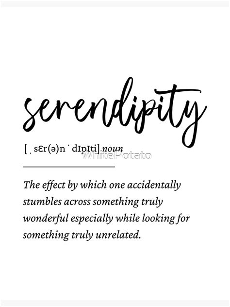Serendipity Definition Poster For Sale By Whitepotato Redbubble
