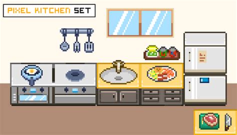 New Release Pixel Kitchen Set Pixel House Interior Game Asset By