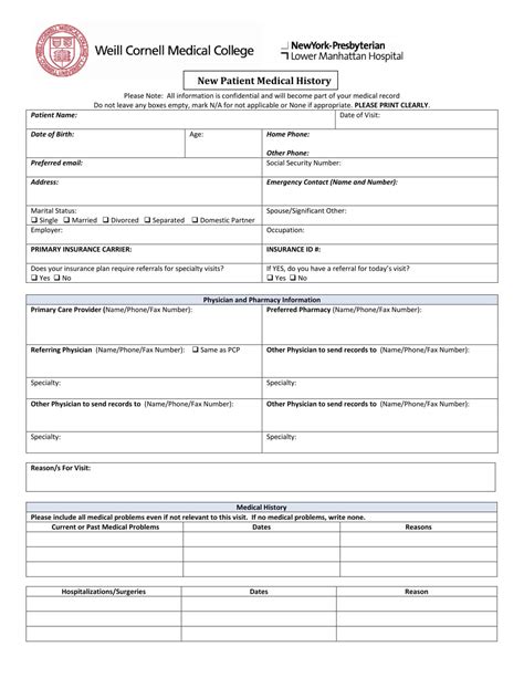 Printable Patient History Forms Printable Forms Free Online