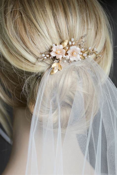 Blushing Bride A Pearl Bridal Hair Comb With Blush Flowers For Marcella Tania Maras Bridal