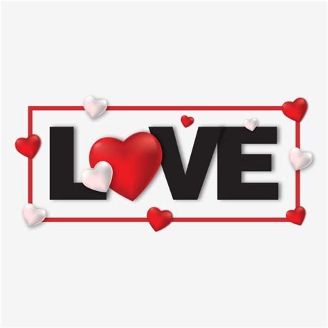 Classic Love Typography With Red Hearts Vector Classic Love