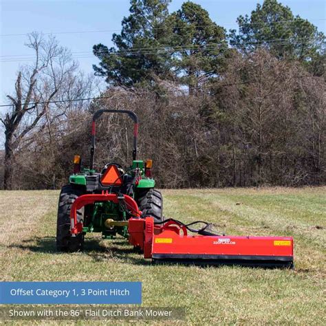 57 In 3 Point Offset Flail Ditch Bank Mower