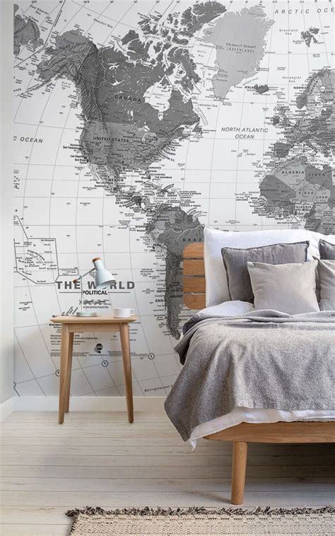 World Map Mural World Map Wallpaper Wallpaper Bedroom Wanderlust Bedroom Bedroom Themes