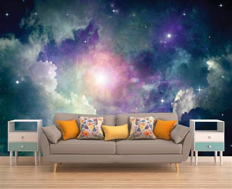 Space Wall Mural Outer Space Wall Mural Galaxy Wallpaper Etsy Wall