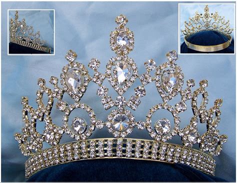 Beauty Pageant Gold Rhinestone Queen Princess Bridal Rhinestone Crown