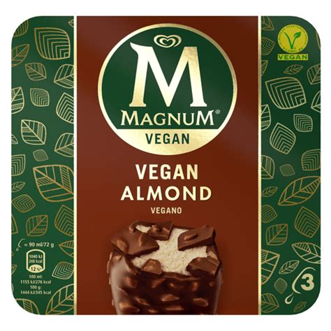 Ice cream fans in meltdown after frosted treats get millennial remix with a classic and almond flavour ice cream has been released by magnum in the uk product has even been certified as vegan by the european vegetarian union Ola Magnum vegan almond 3 stuks | DekaMarkt