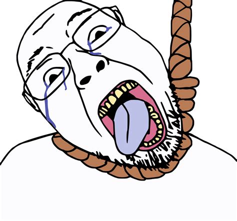 Soybooru Post 22206 Crying Glasses Hanging Open Mouth Rope Soyjak Stubble Suicide Template