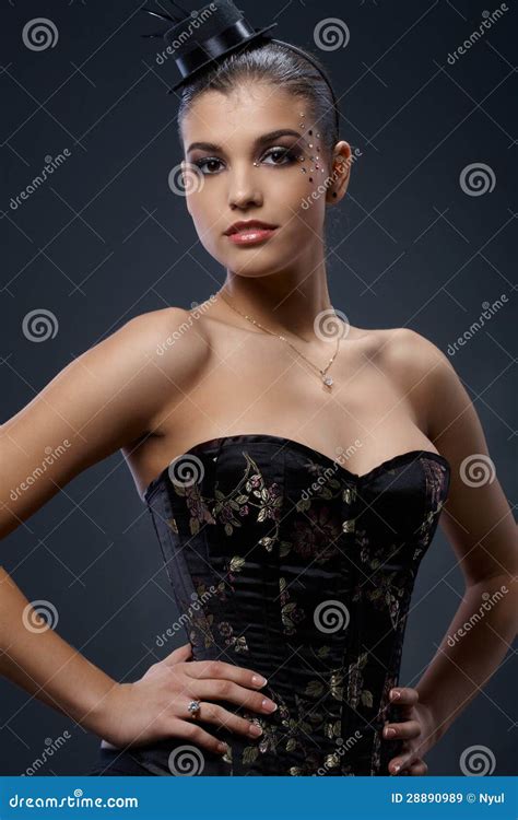 Attractive Woman In Party Dress And Hat Stock Image Image Of Body