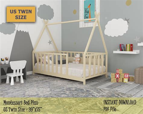 I'm so excited to share my recent diy toddler house bed we built ourselves for under $100. Montessori Bed Twin House Bed Frame Plan, Easy and ...