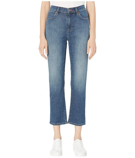 Eileen Fisher Organic Cotton Stretch Denim High Waisted Straight Ankle