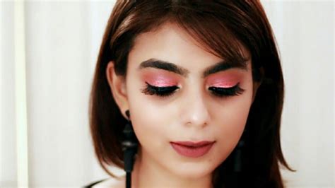 Easy 2 Step Cut Crease Pink Glitter Smokey Eye Makeup Tutorial Youtube