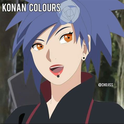 An Anime Character With Blue Hair And Orange Eyes Looks At The Camera