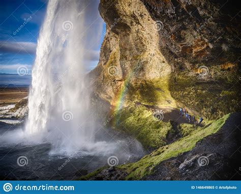 Seljalandsfoss A Majestic And Powerful Waterfall In Iceland Stock