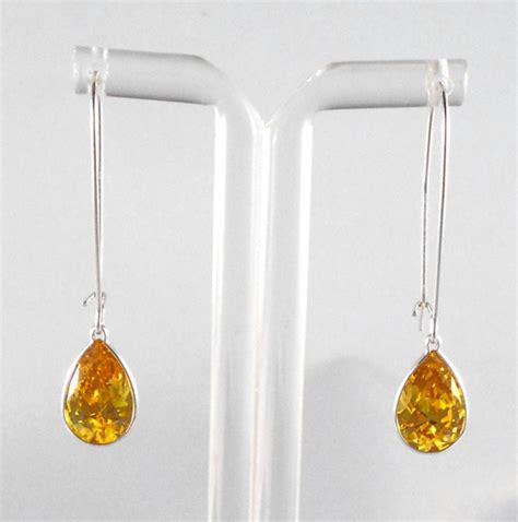 Items Similar To Golden Yellow Cubic Zirconia Sterling Silver Dangle