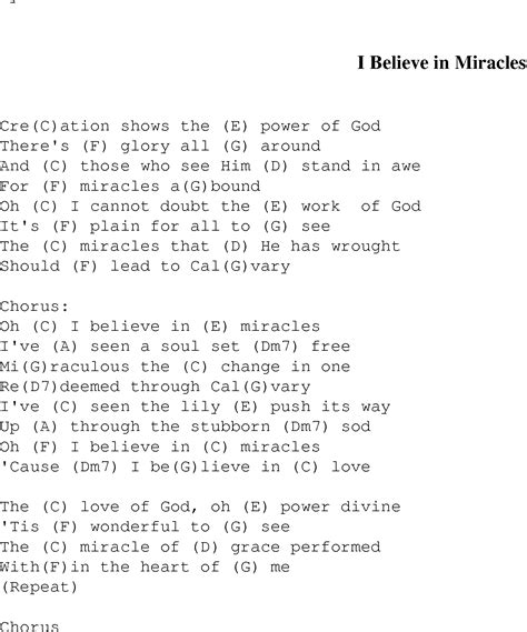I Believe In Miracles Christian Gospel Song Lyrics And Chords