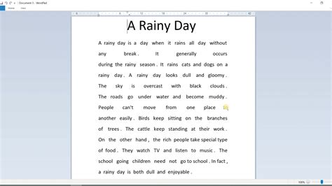 A Rainy Day Paragraph Class 678910 Youtube