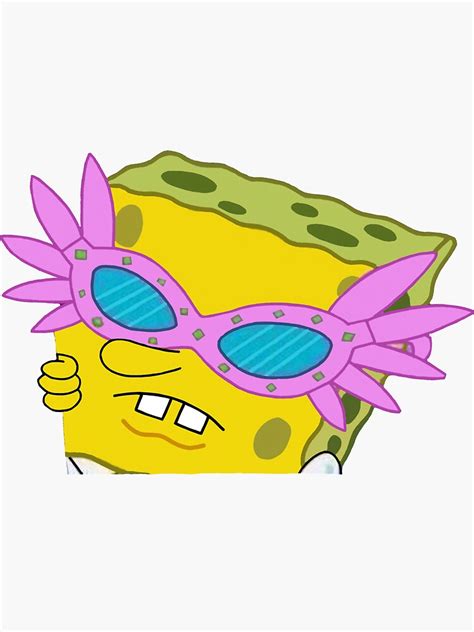 Spongebob With Pink Glasses Sticker For Sale By Krusedesigns Redbubble