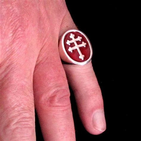 Sterling Silver Ring Lorraine Cross Anjou Heraldic Symbol Etsy