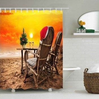Nylon, organic cotton, polyesters, and even canvas curtains are wonderful alternatives to vinyl. Christmas Sunset Beach Print Waterproof Fabric Shower ...