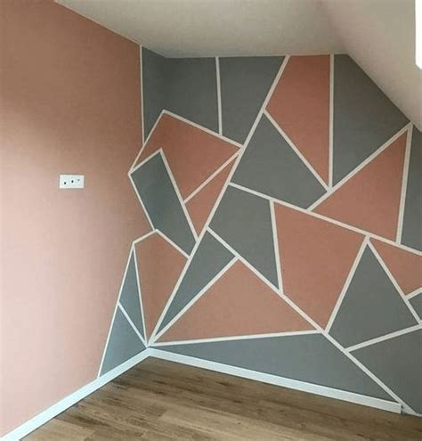 20 Amazing Geomatric Wall Art Paint You Can Try Diy Living Room