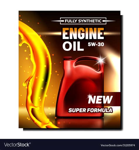 Car Engine Lubrication Oil Promo Poster Royalty Free Vector