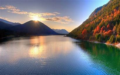 Sunset Scenery Water Mountains Lakes Wallpapers