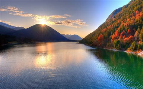 Lakes Mountains Water Scenery Sunset Wallpapers 2011 | All Wallpapers