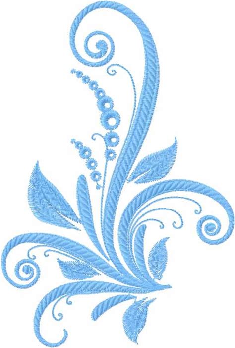 Blue Swirl Plant Embroidery Design Machine Embroidery Designs Sewing