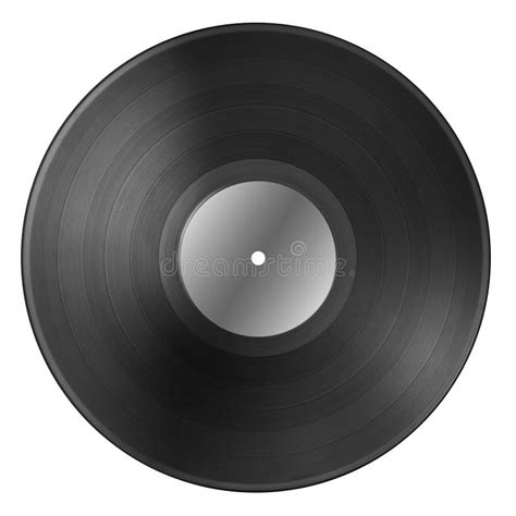 Black Vinyl Record Disc With Blank Label Isolated On White Stock Image