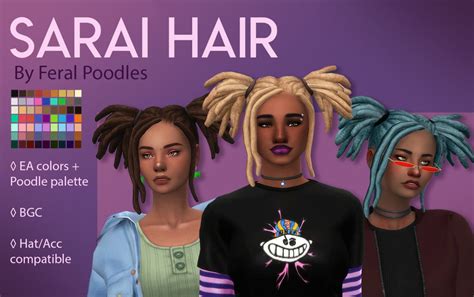 Ts4 Maxismatch Cc Hair Feral Poodles In 2020 Sims Hair Sims 4 Sims