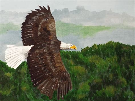 Painting On Canvas Eagle Acrylic Painting Eagle Flying Over Landscape