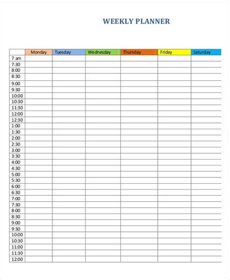 Pdf Free Downloadable Weekly Planner Weekly Planner