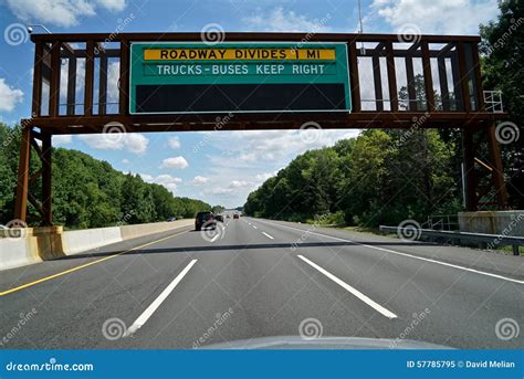 Roadway Divides 1 Mile Sign Stock Image Image Of 1mile Information