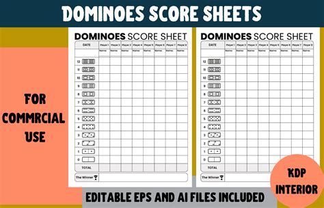Dominoes Score Sheets Kdp Interior Graphic By Cool Worker · Creative