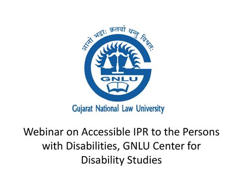 Webinar On Accessible Ipr To The Persons With Disabilities Gnlu Center