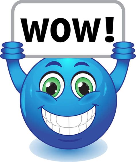 Smiley With Wow Sign Stock Image Blue Smiley Face With A Sign Wow