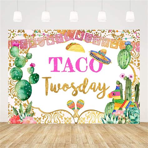 Ticuenicoa 7x5ft Taco Twosday 2nd Birthday Backdrop Second