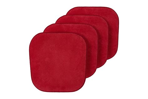 4 Pack Premium Comfort Non Slip Memory Foam Kitchen And Dining Room Seatchair Cushions Red