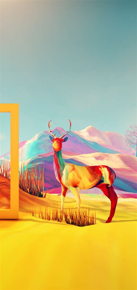1080x2280 Colorful Digital Art Deer One Plus 6huawei P20