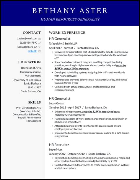 3 Human Resources Generalist Resume Examples For 2024