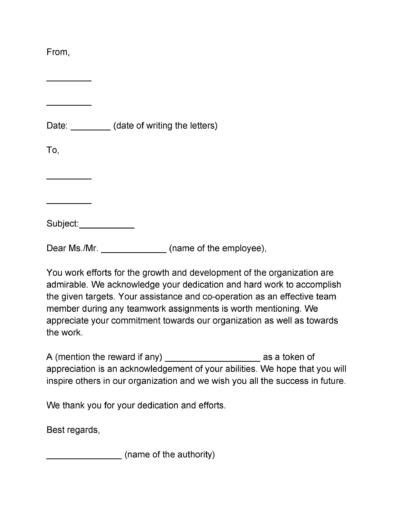 49 Printable Employee Recognition Letters 100 Free Templatelab