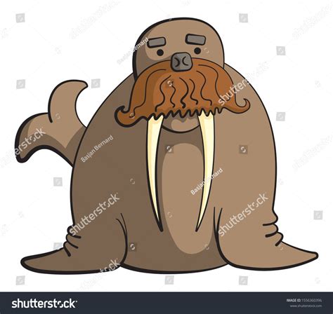 Cartoon Style Illustration Walrus Character Large Image Vectorielle