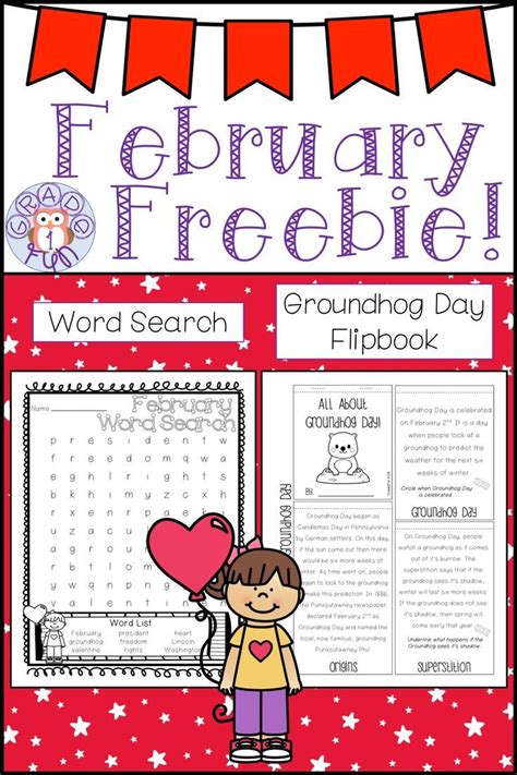 February Word Search And Groundhog Day Worksheet Freebie Elementary