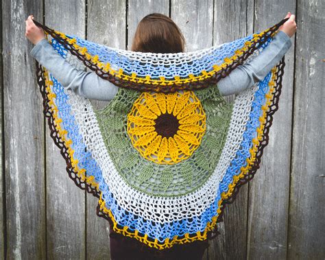 During these long fall evenings and approaching winter the shawl is worked down, from the centre top and the finished measurements after blocking are. Sunflower vest crochet circle vest or bolero jacket floral ...