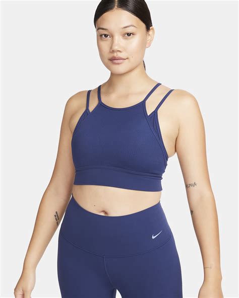 Nike Indy Strappy Womens Light Support Padded Ribbed Longline Sports Bra