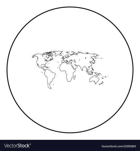 World Map Black Icon In Circle Outline Royalty Free Vector