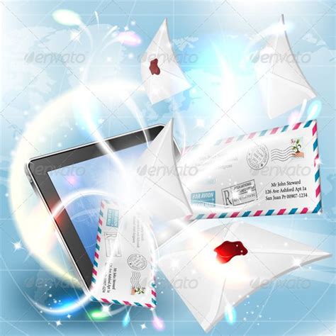 E Mail Concept Mail From Screen Tablet Pc On Bright Background File