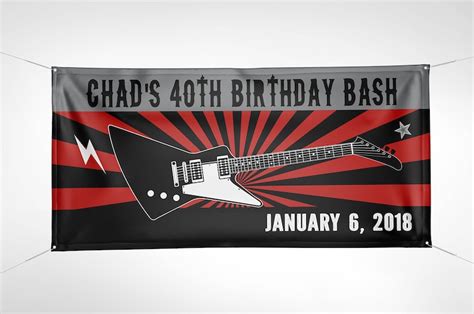 Banner Digital File Only Rock Star Birthday Party Banner Etsy