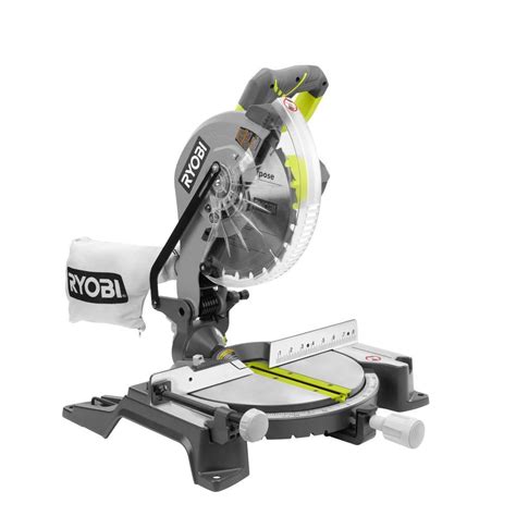 Ryobi 10 In Compound Miter Saw Work Light Dust Bag Corded Electric